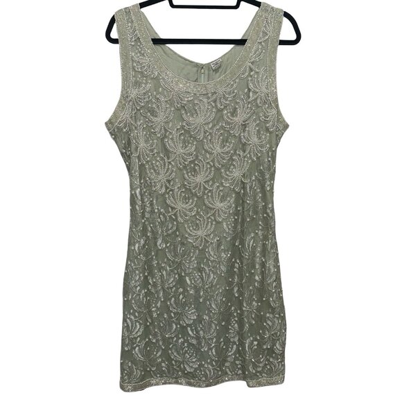 Scala Couture Vintage 80s Beaded Seafoam Green Cocktail Dress Sz XXL - Picture 1 of 15